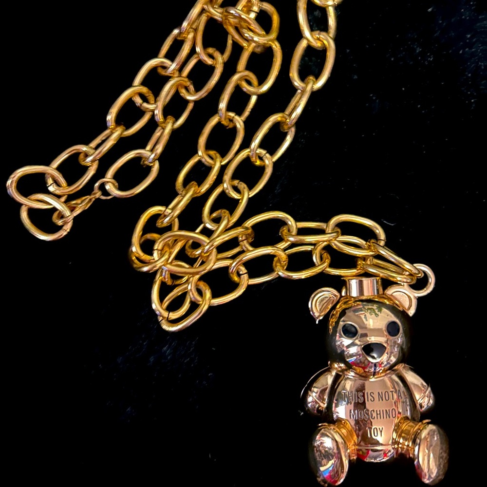 Moschino Not a Toy Teddy bear Heavy duty Gold Chunky necklace WITHOUT lipgloss